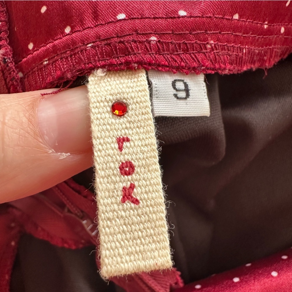 Vintage Junior 9 Satin Maroon Skirt Tulle Ruffle Whimsigoth Red Polkadot Y2K Red - Picture 8 of 11